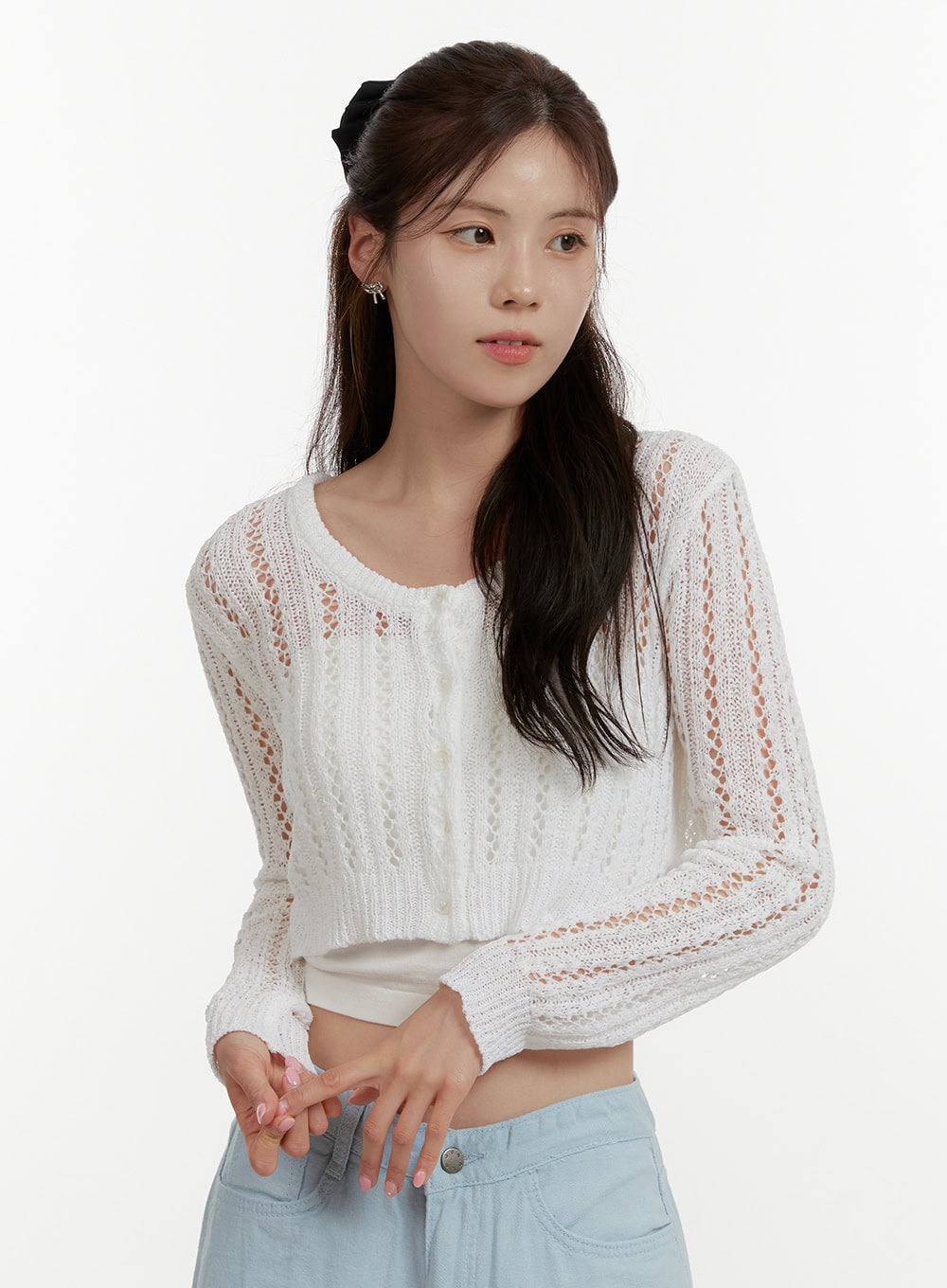 Hollow Out Cropped Cardigan OY409