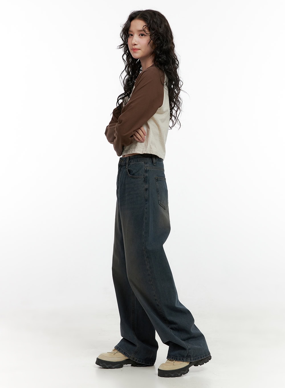 Long-Sleeve Raglan Printed Top ON404