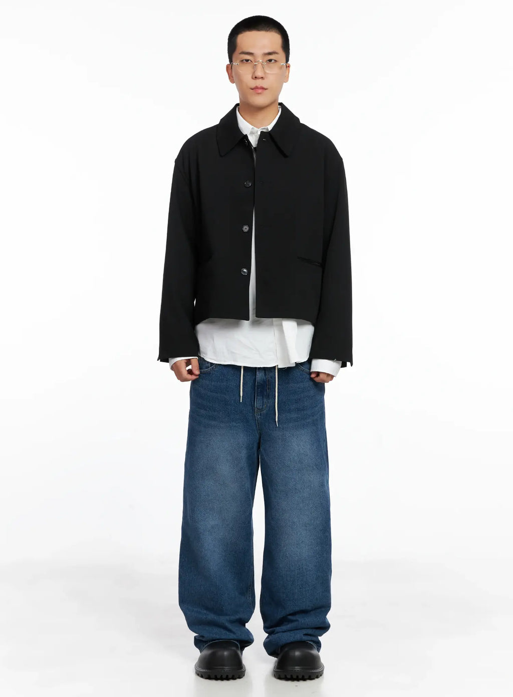 Men's Cropped Button-Up Jacket IS502