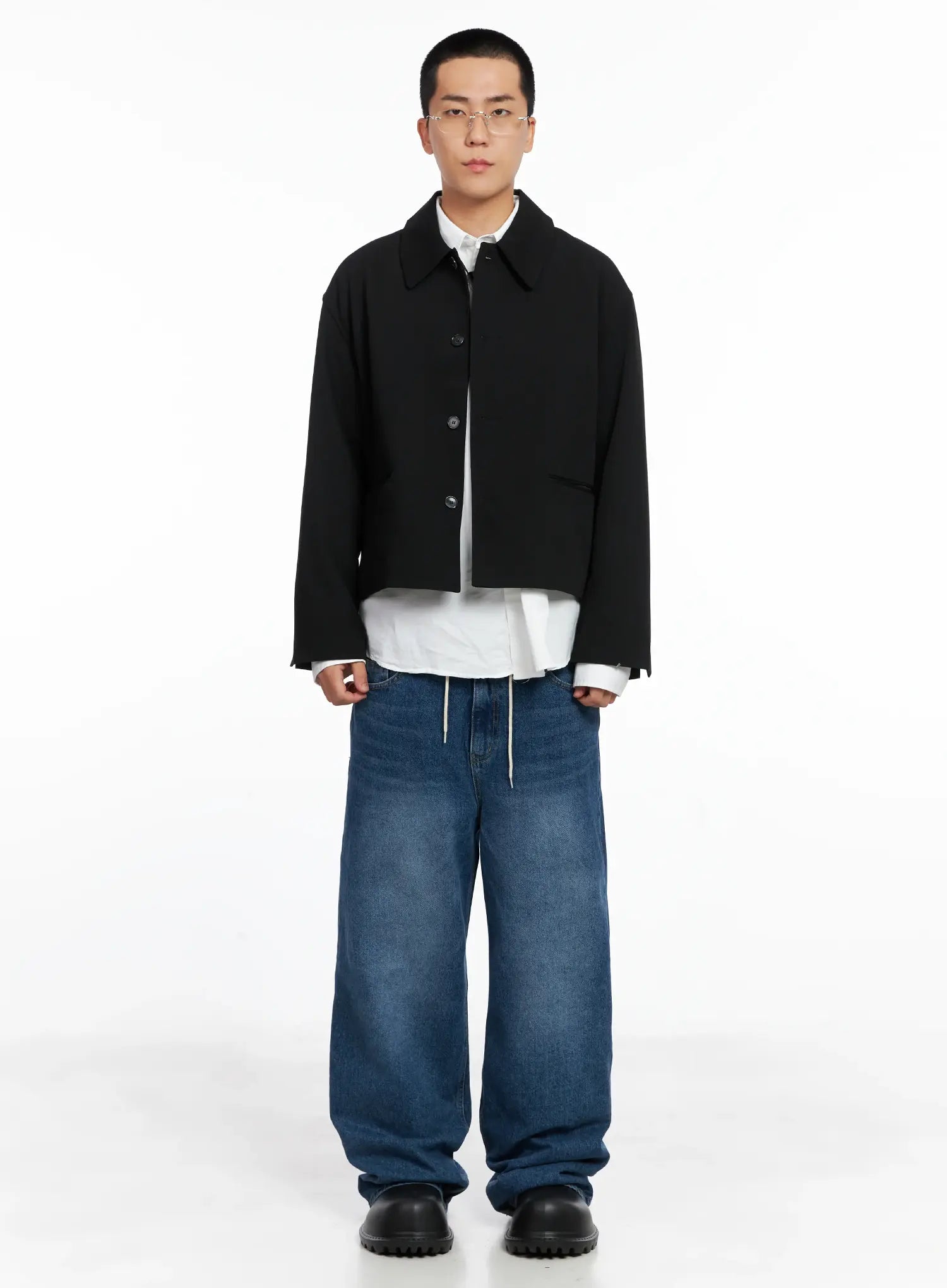 Men's Cropped Button-Up Jacket IS502