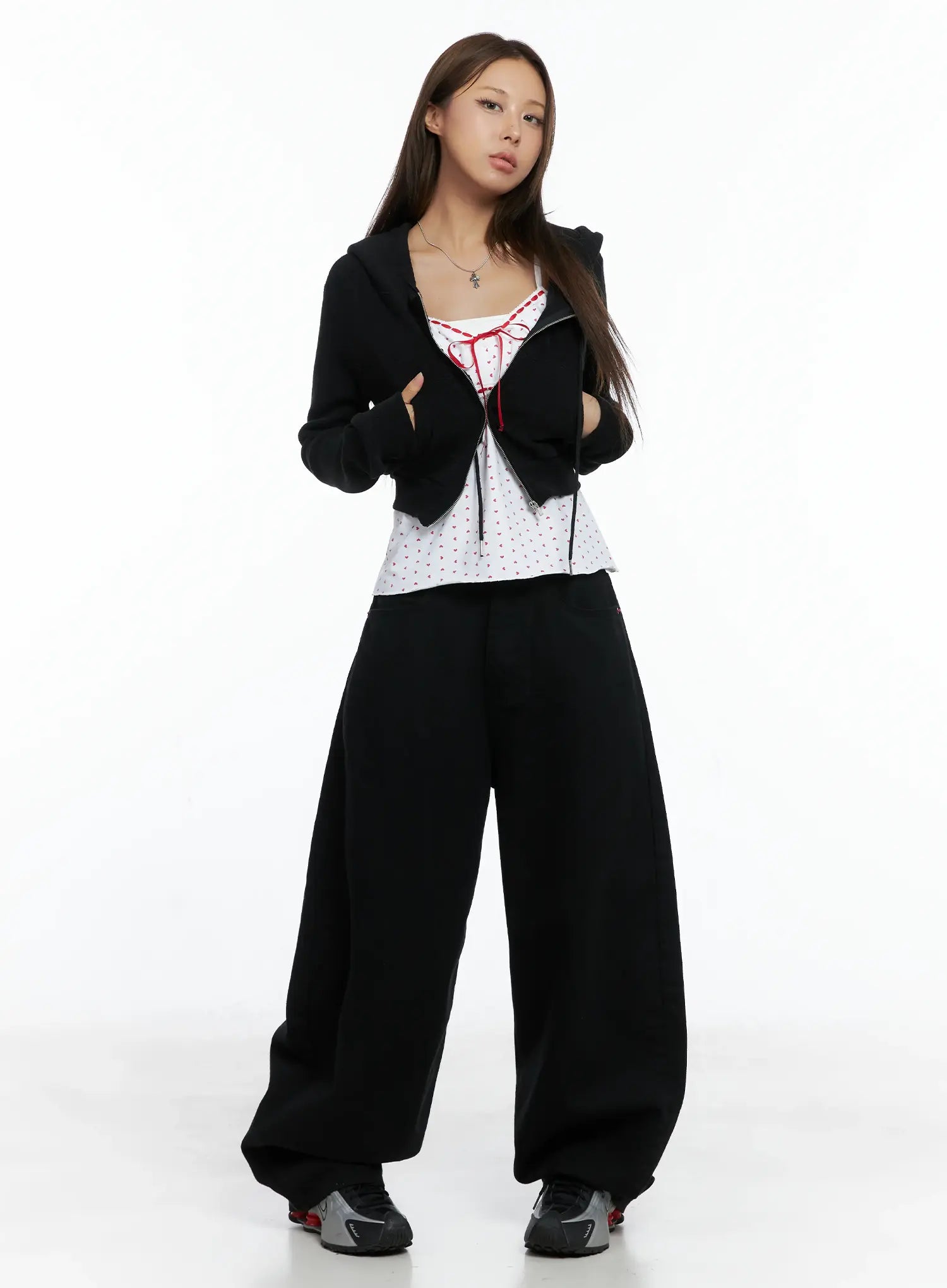 Cropped Knit Zip-Up Hoodie CS505