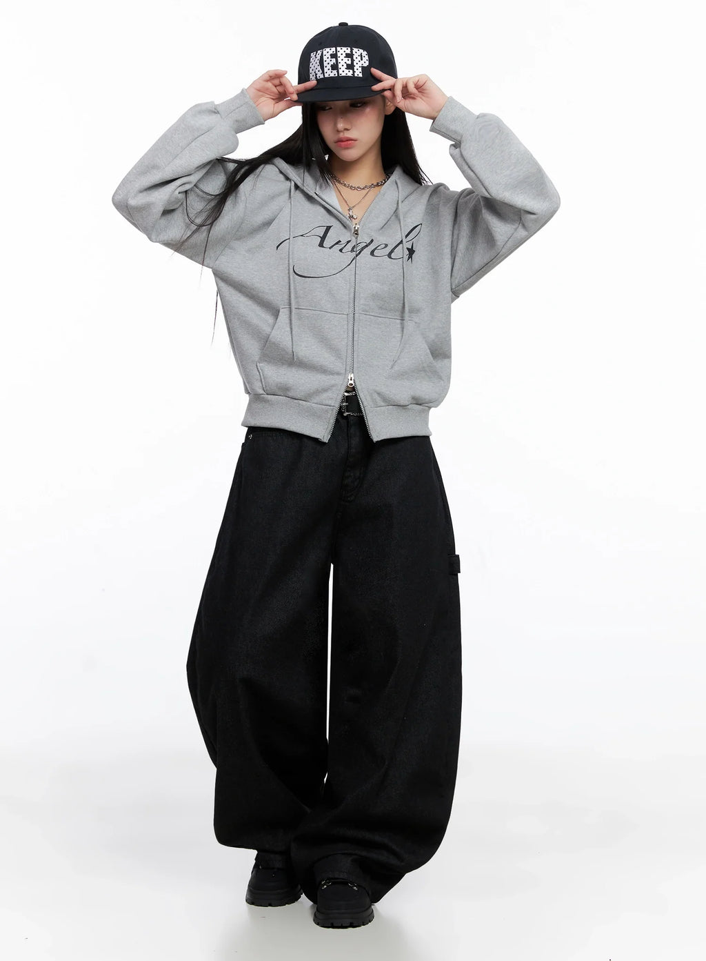 Angel Graphic Zip-Up Hoodie IS525