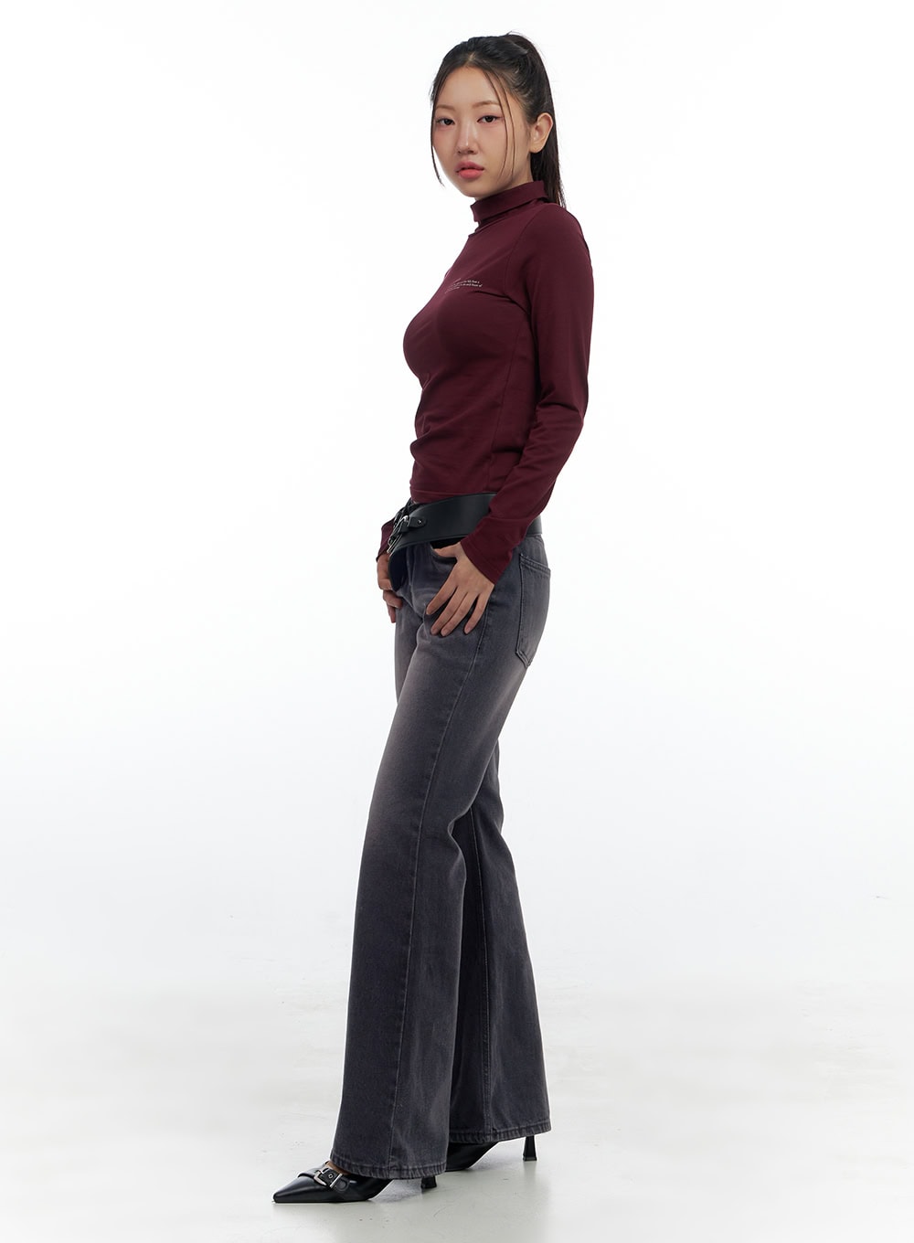 Felice Purple Washed Slim Fit Bootcut Jeans CS424