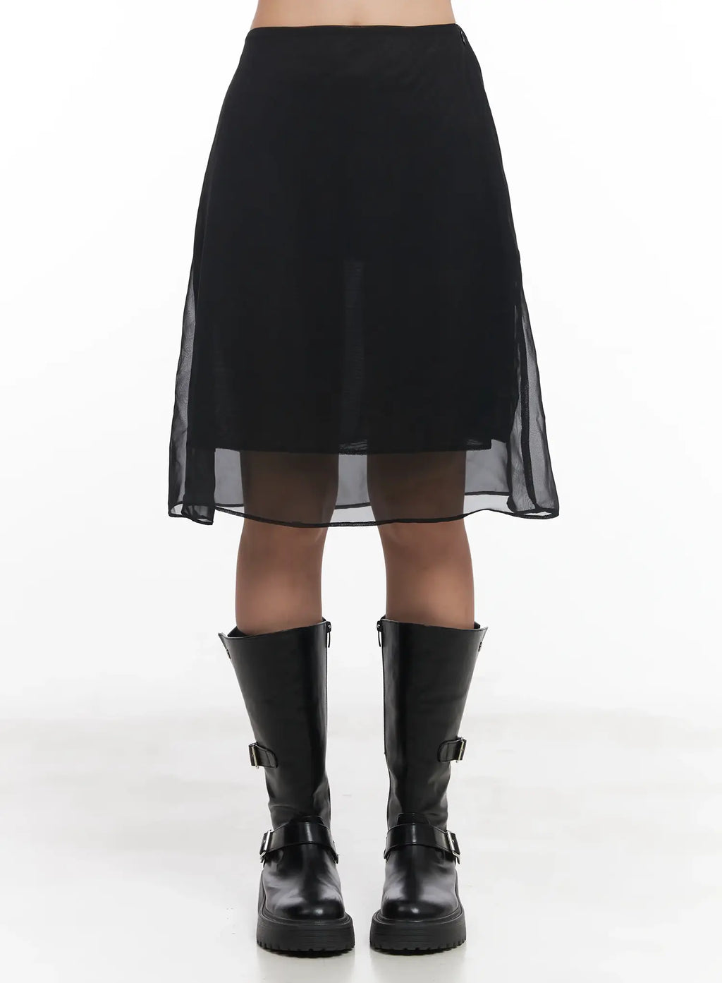 Sheer Chiffon Midi Skirt IU509