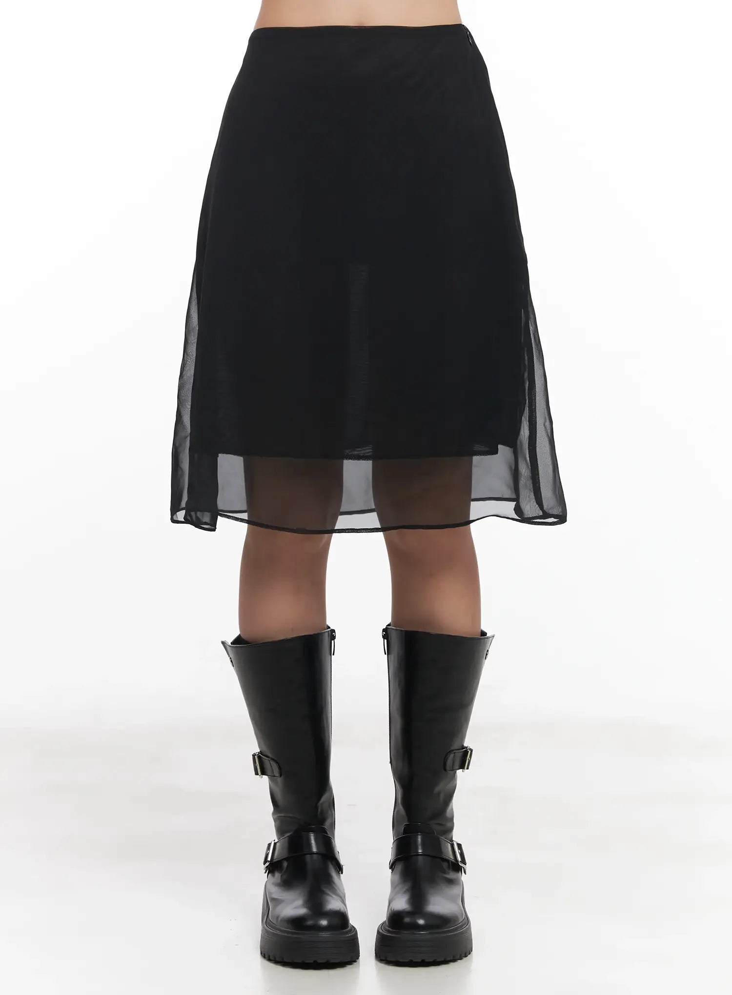 Sheer Chiffon Midi Skirt IU509