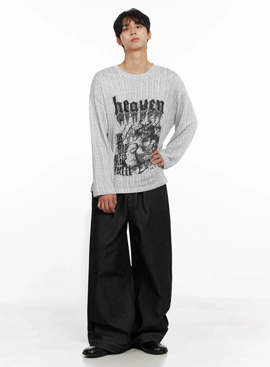 Men's Striped Graphic Knit Long Sleeve IO517