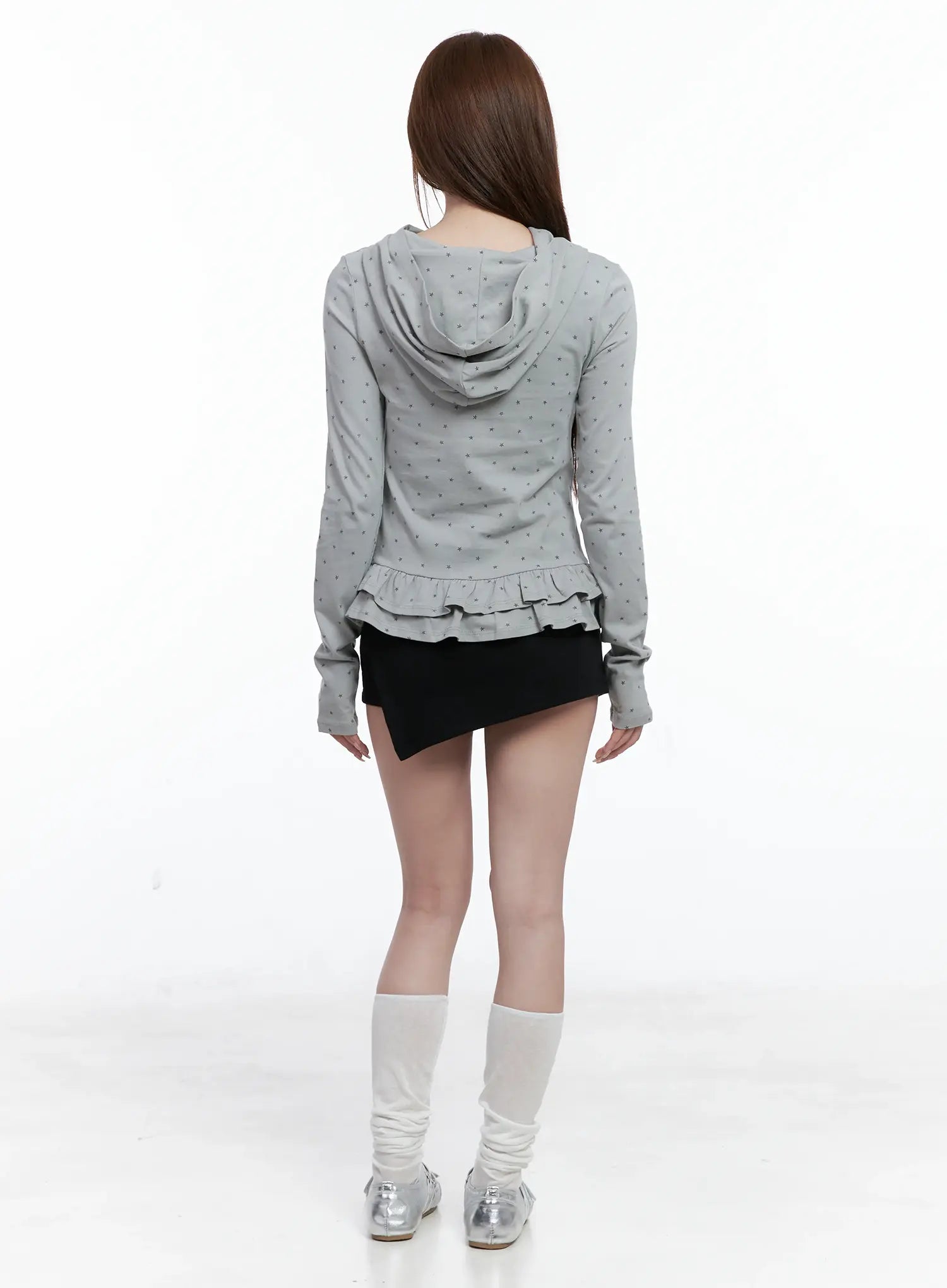 Ruffle Polka-Dot Hooded Cardigan CS501