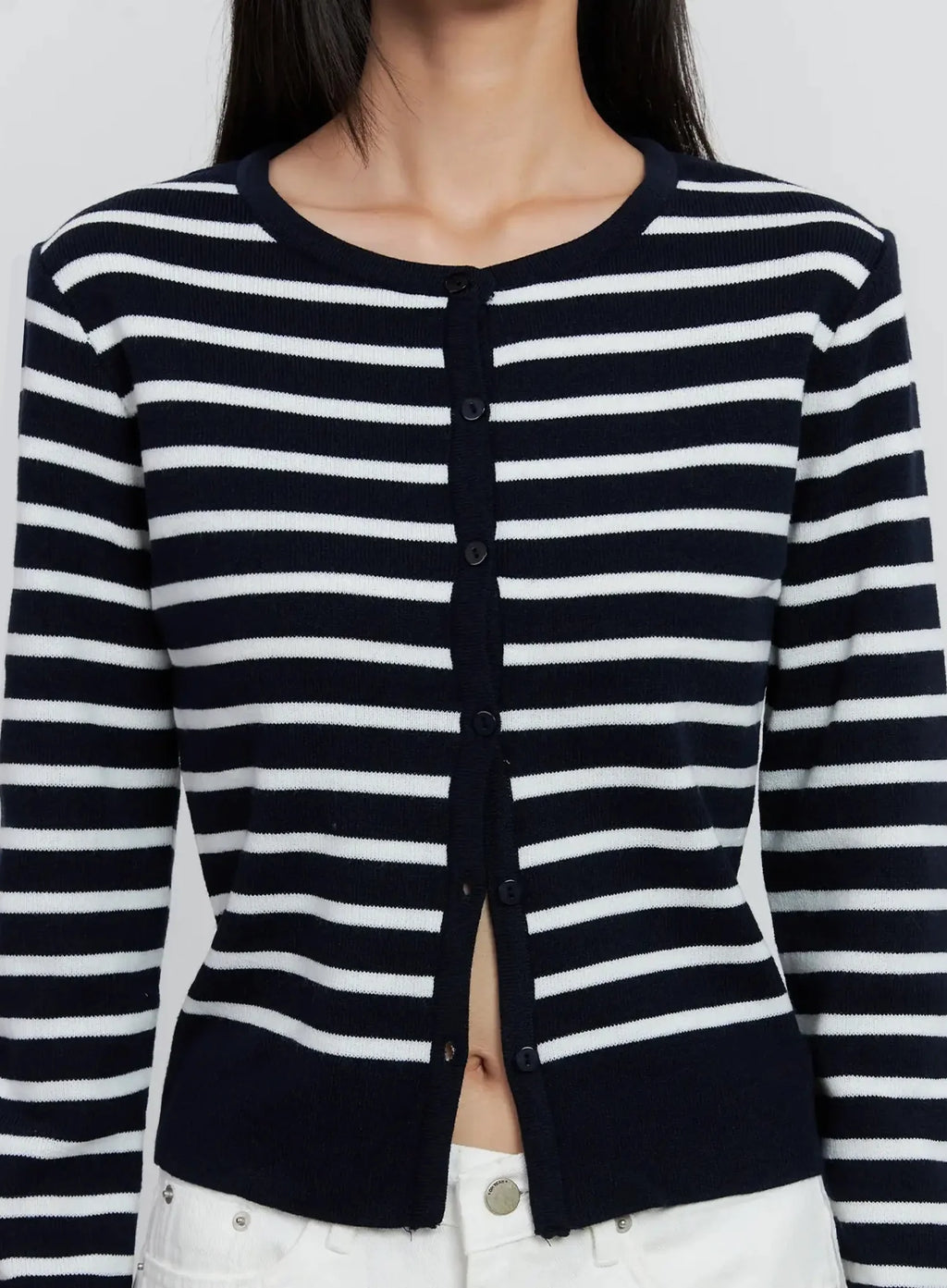 Striped Button-Up Cardigan IS515