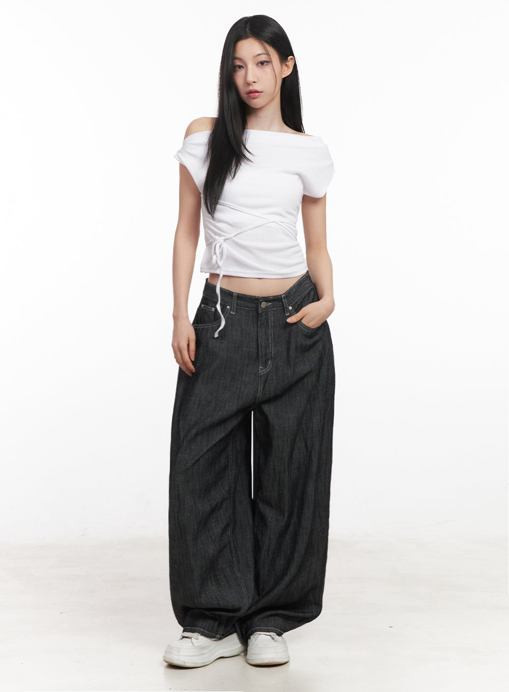 Asymmetric Short Sleeve Wrap Shirt IY516