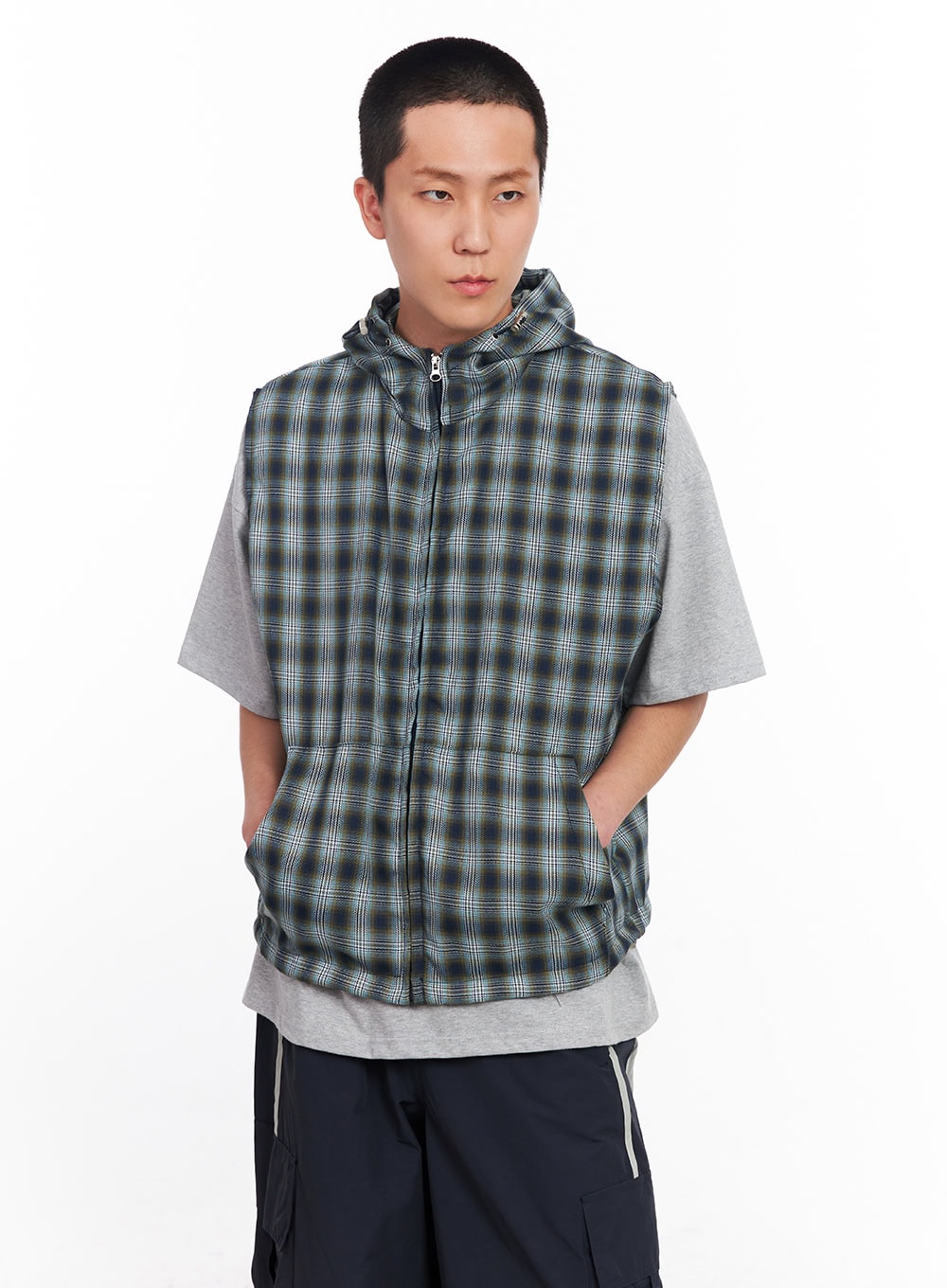 Men's Sleeveless Plaid Vest IU512