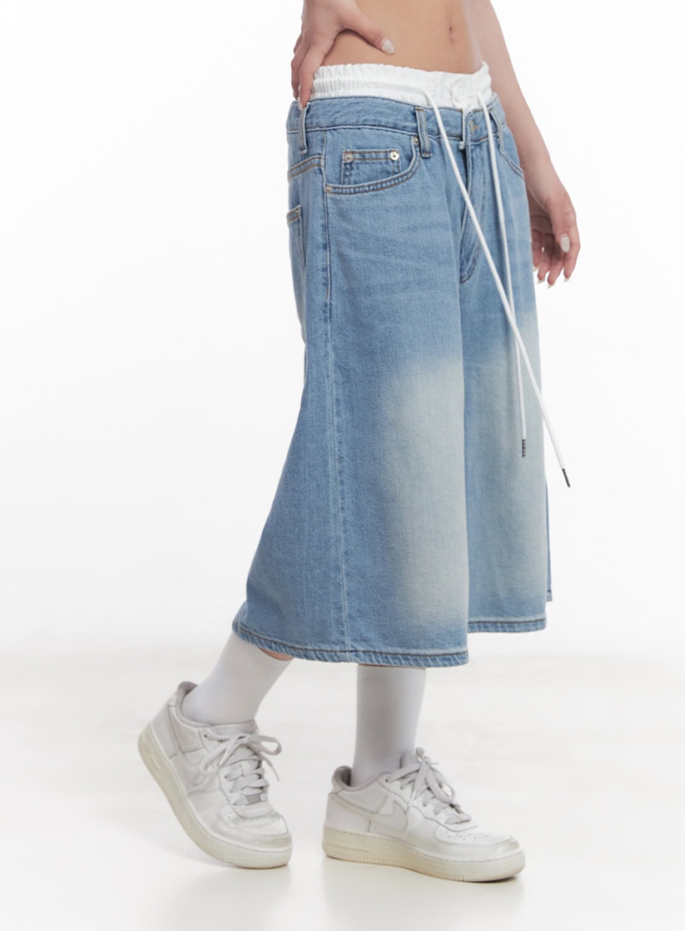 Layered Drawstring Baggy Jorts CY527