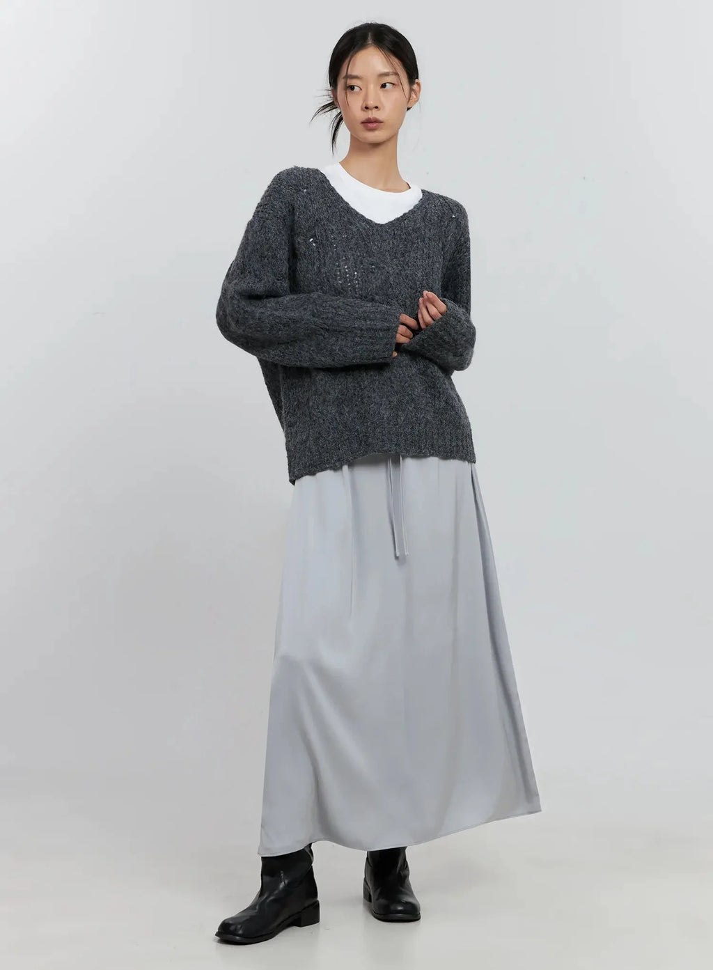 Elegant Satin Maxi Skirt IS516