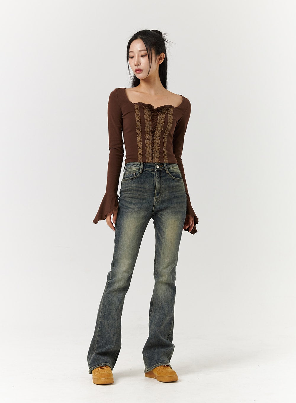 Denim Mid-Waist Flared Jeans CD322
