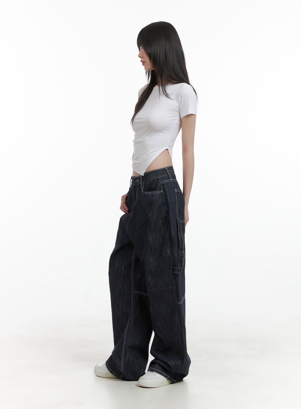 Low-Rise Strap Baggy Jeans CY414