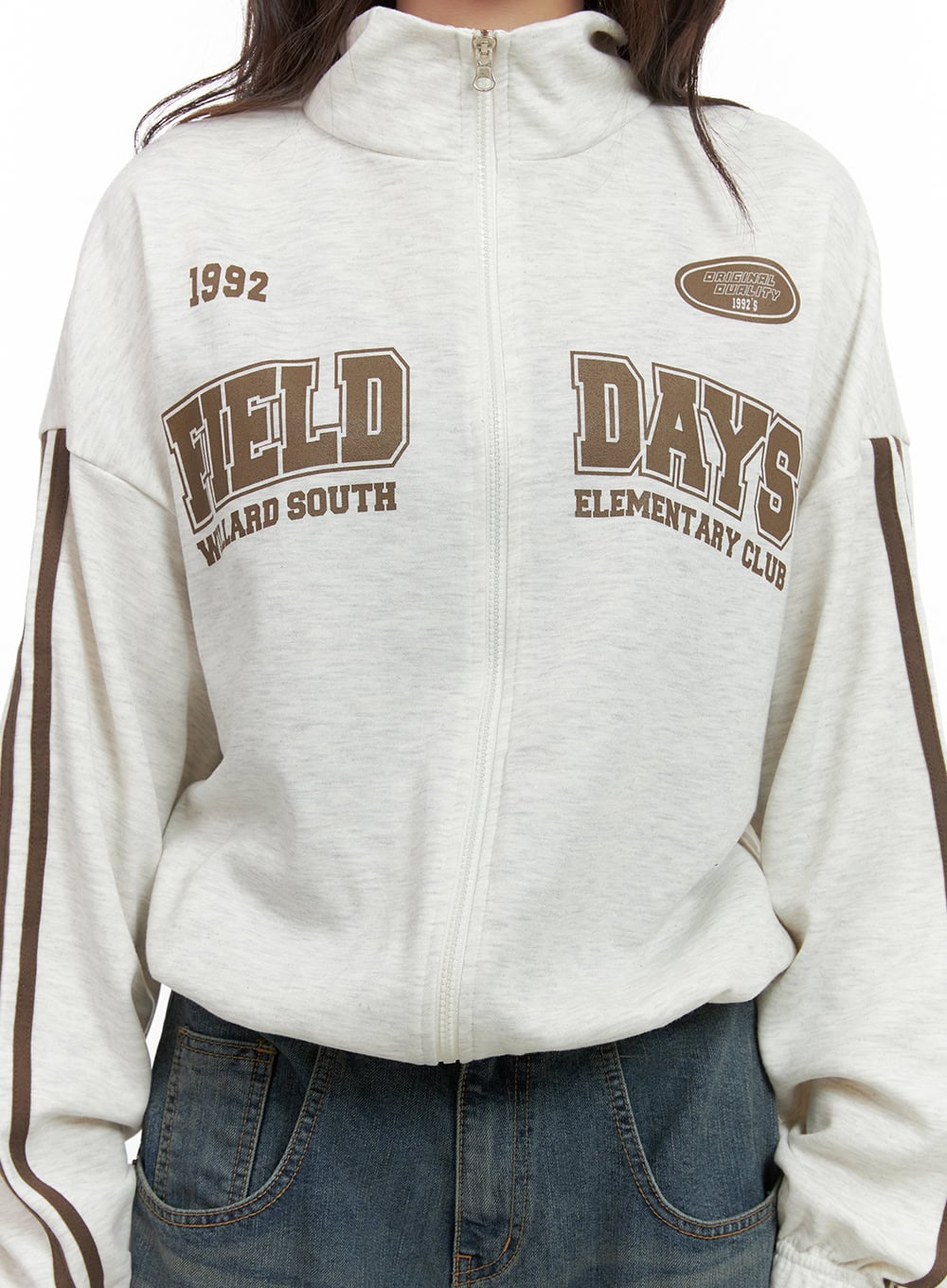 Cozy Lettering Zip-Up Sweatshirt CG423