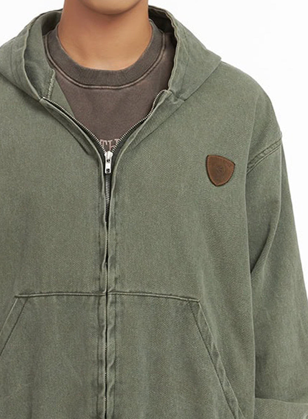 Men's Washed Zip Up Hooded Jacket IO420