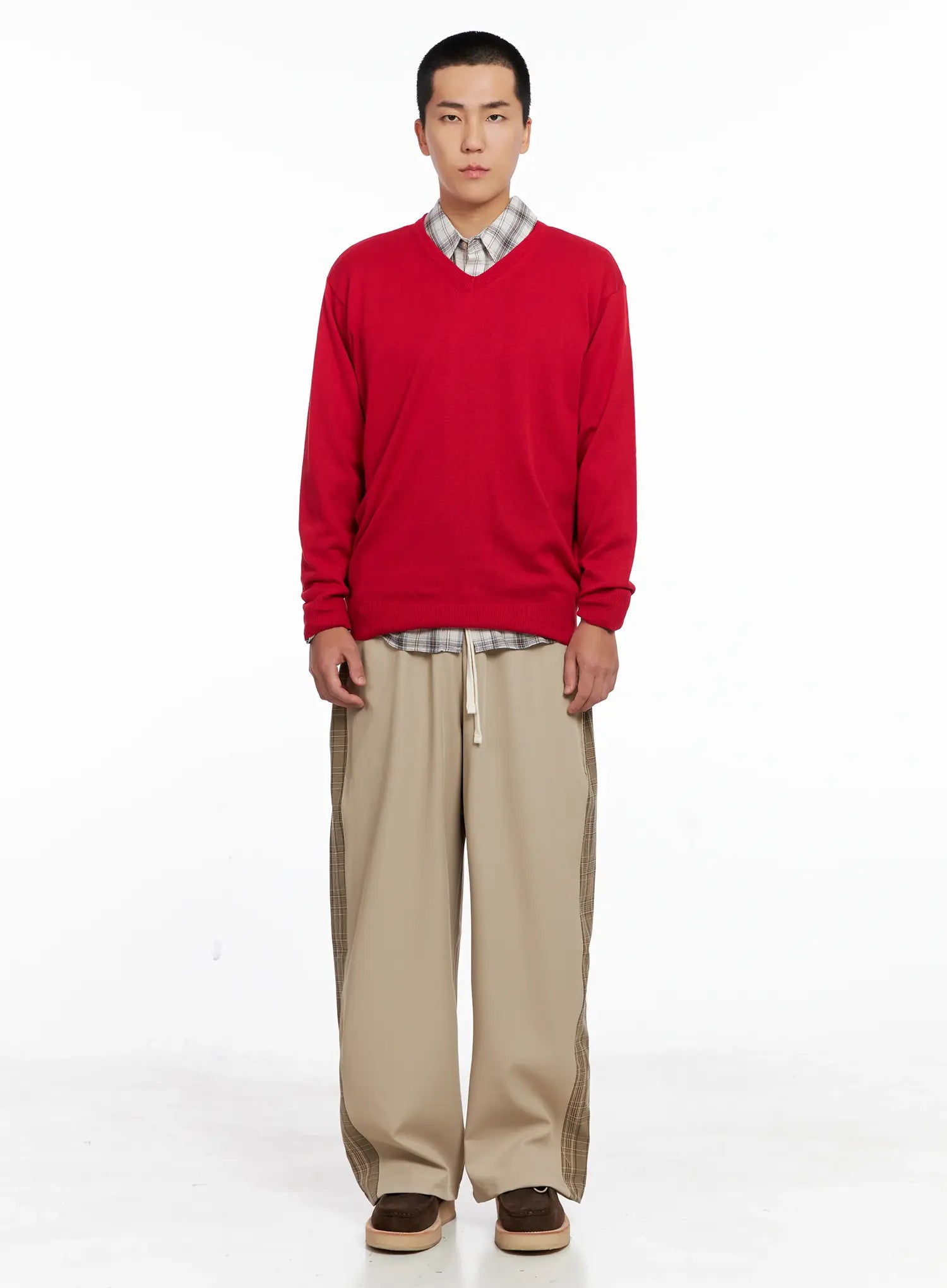 Men's Side Plaid Drawstring Pants IG529