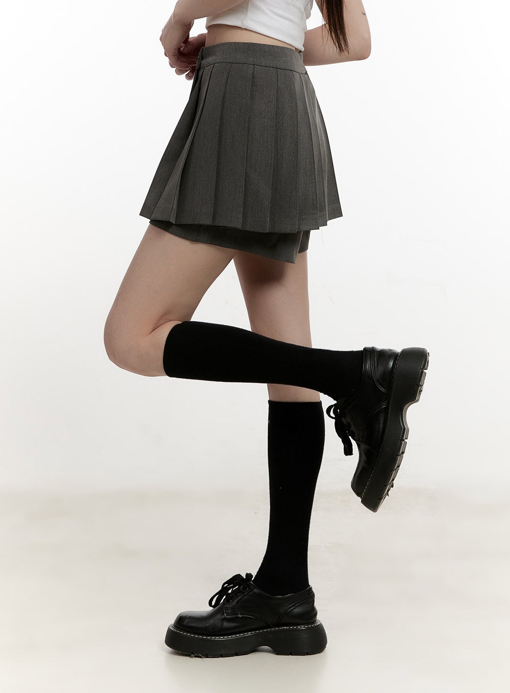 Buttoned Pleated Mini Skort CM513