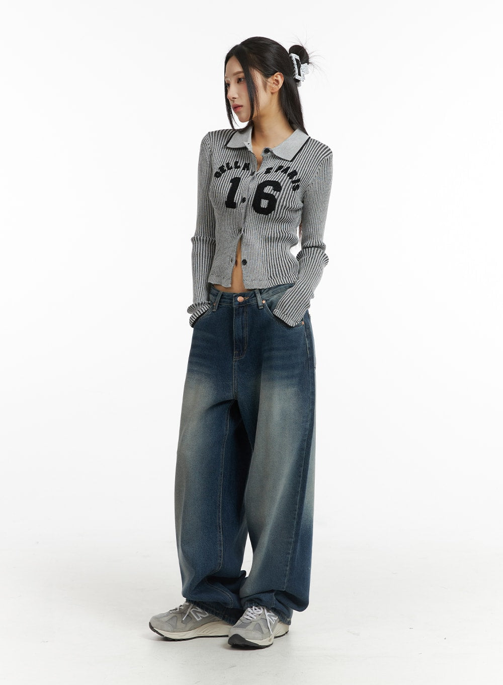 Washed Wide Leg Denim Jeans CJ418