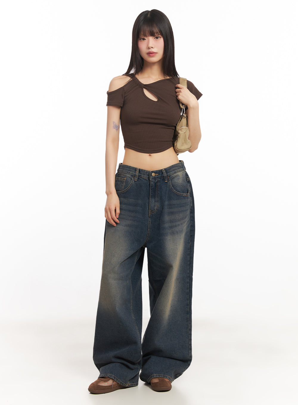 Asymmetric Cut-Out Crop Top IY502