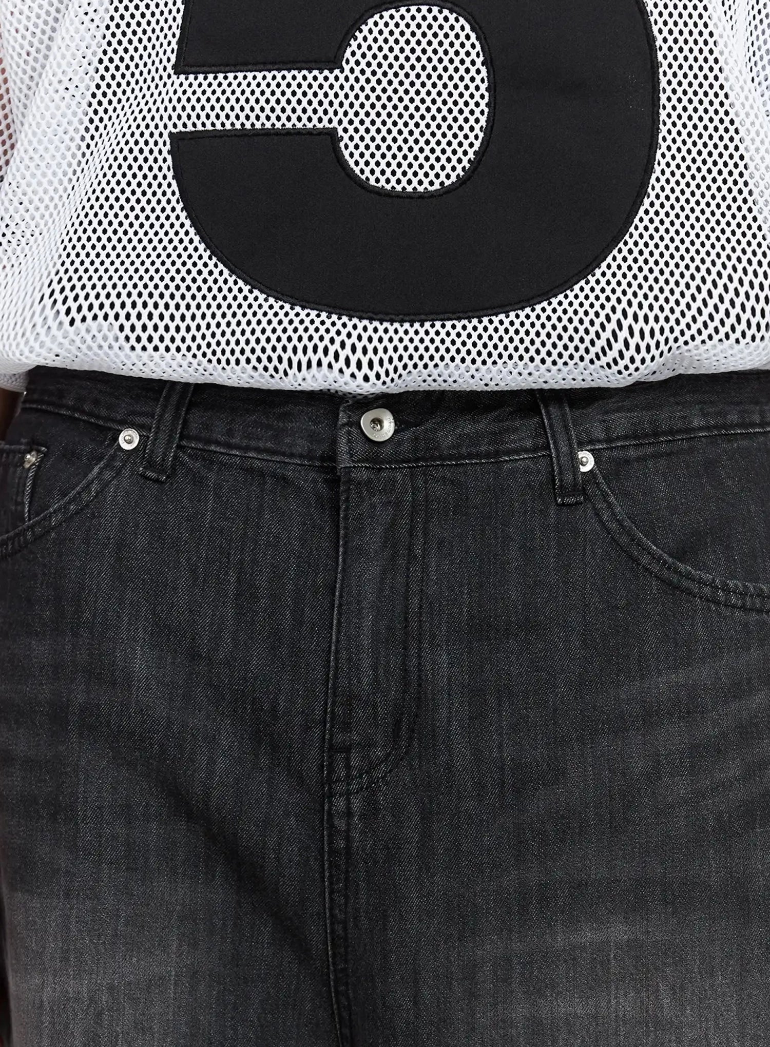 Men's Wide-Leg Washed Jeans IL516