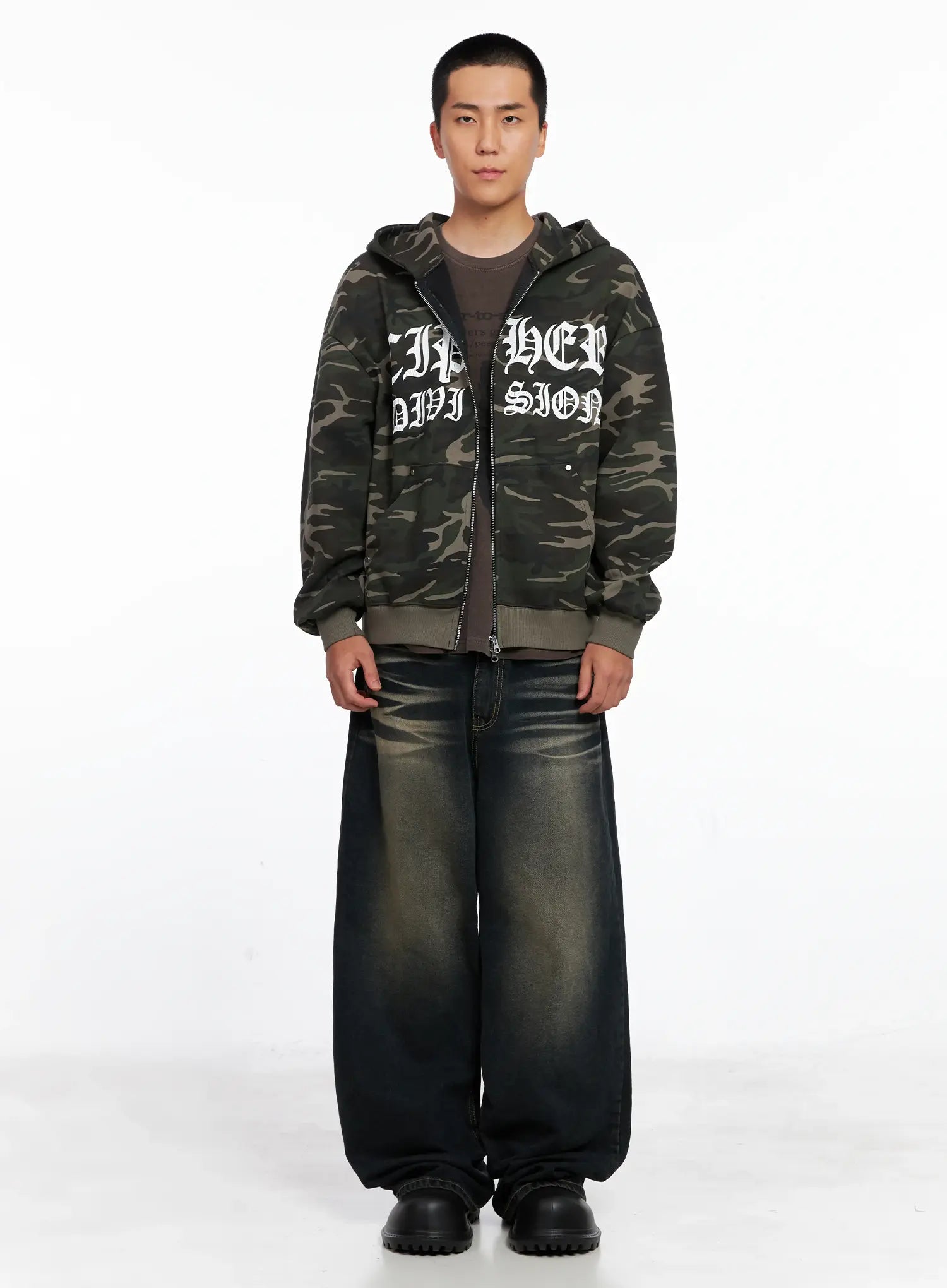 Men's Camo Graphic Hooded Zip-Up IS509