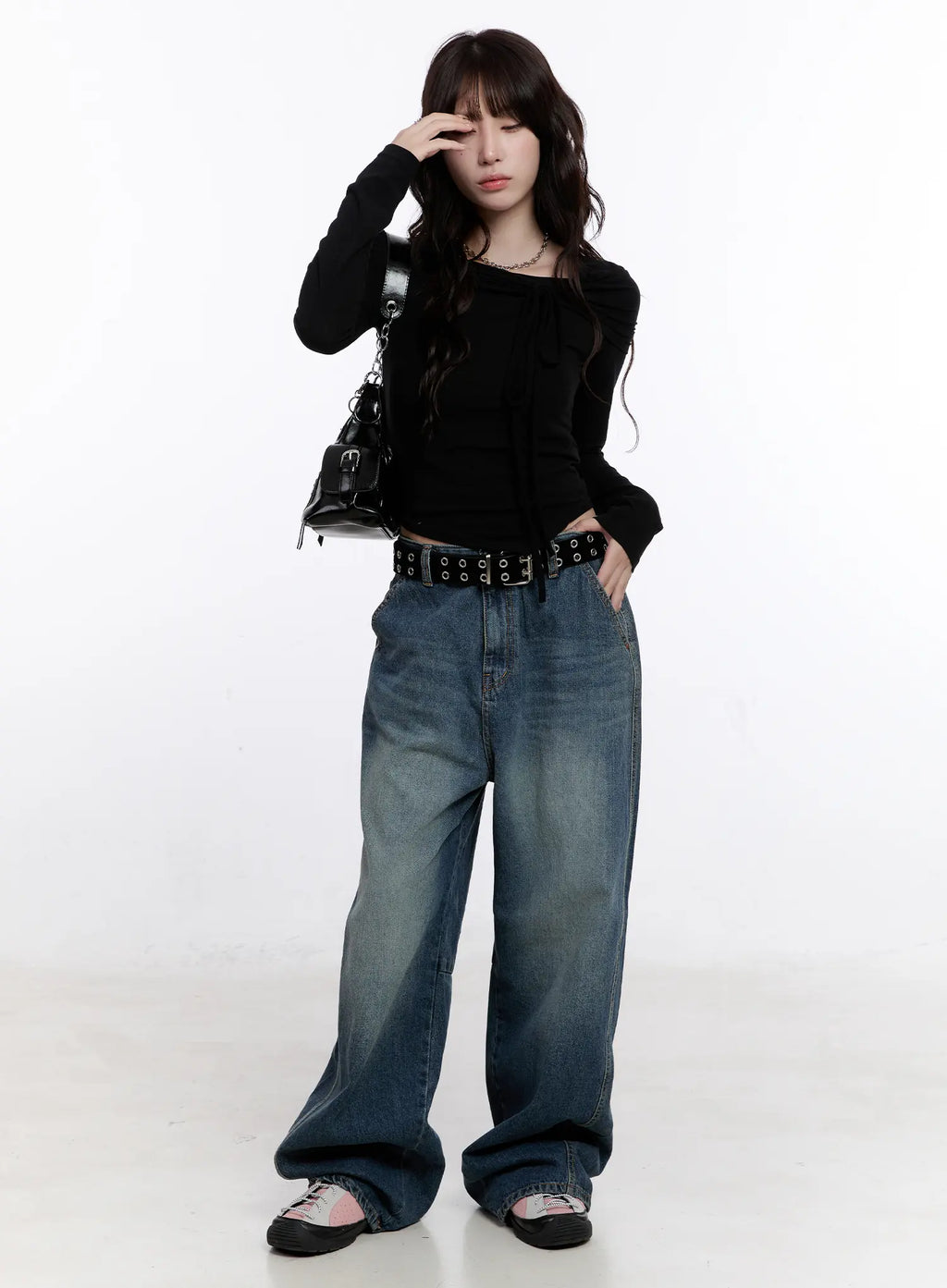 Asymmetrical Tie Detail Long Sleeve Top CO501