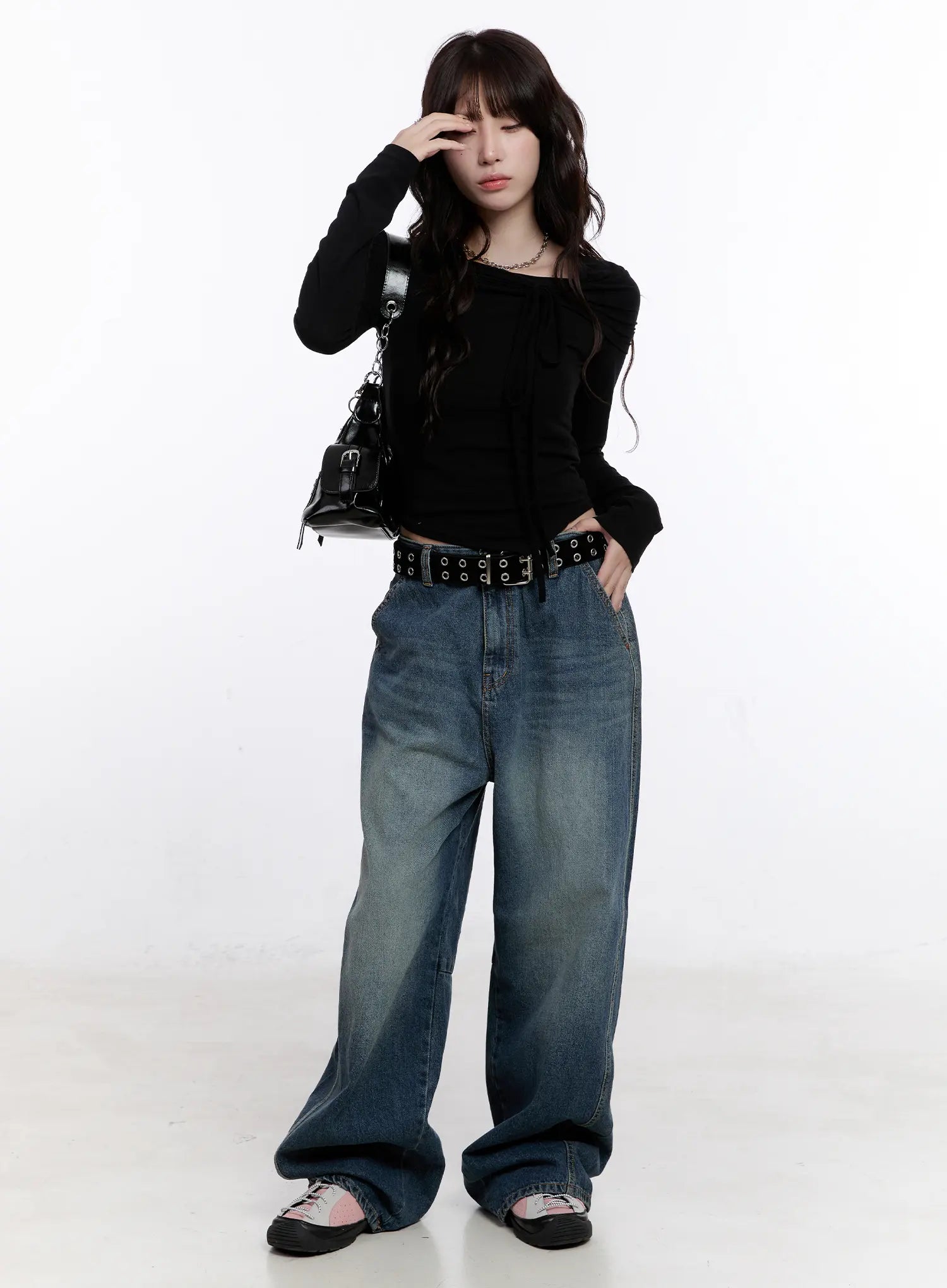 Asymmetrical Tie Detail Long Sleeve Top CO501