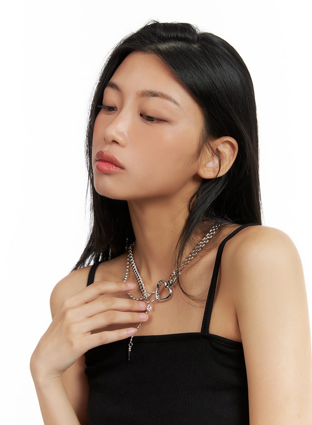 Double Chain Heart Necklace CA424