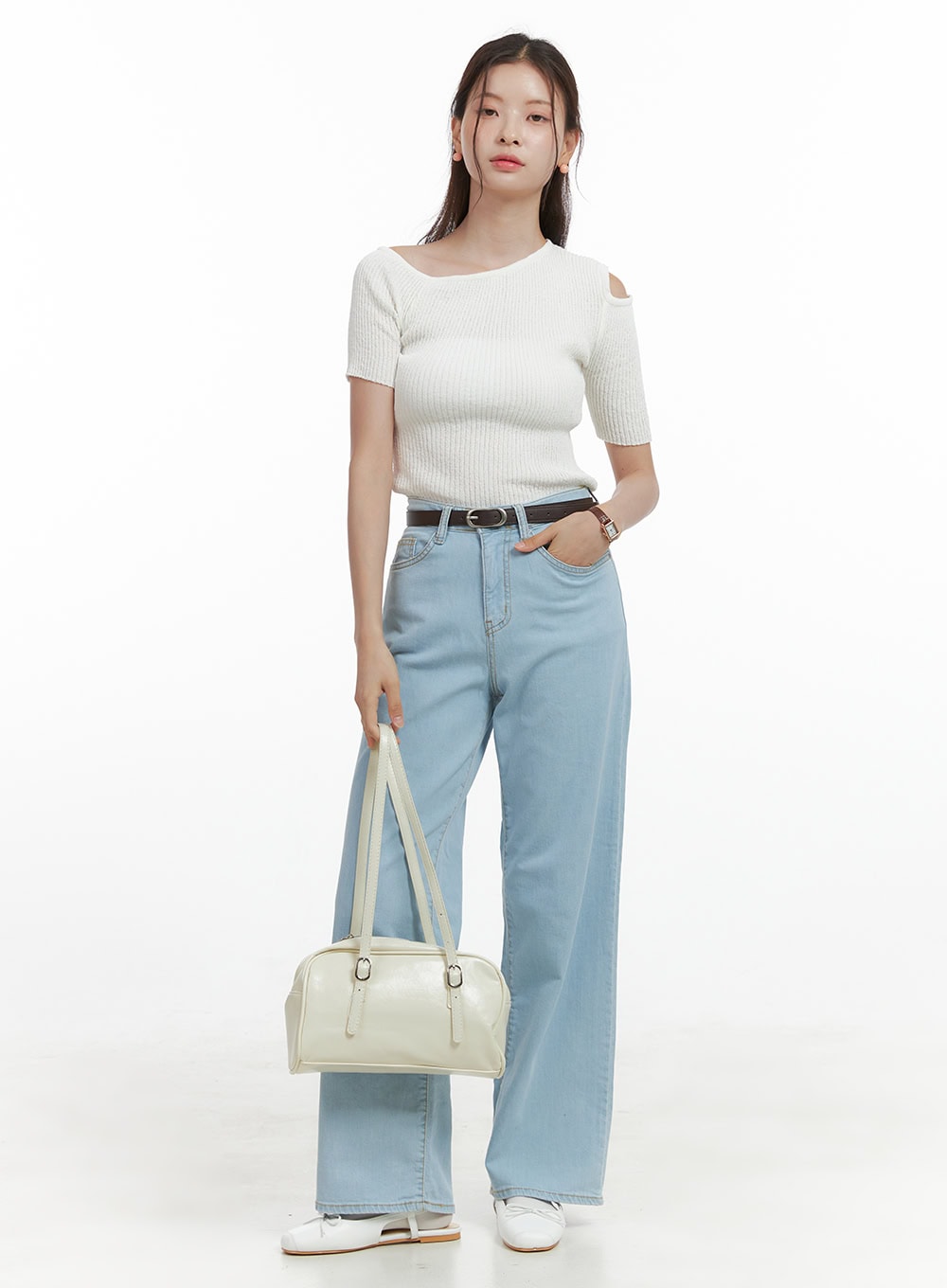 Washed Low Rise Loose Straight Jeans OL416