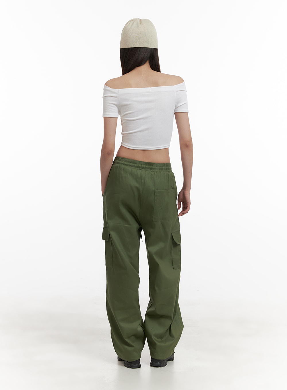 Solid Off Shoulder Crop Top OA429