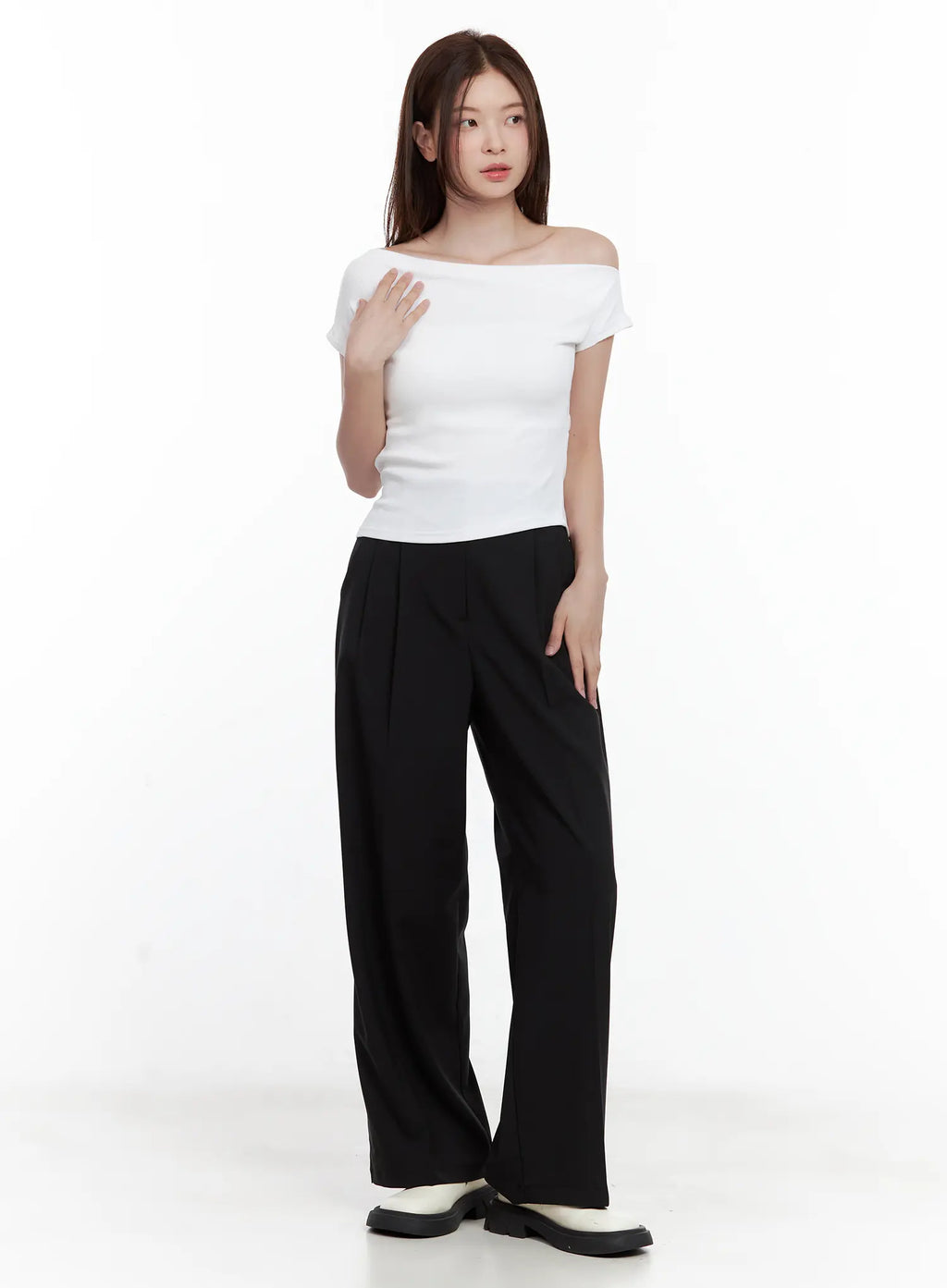 Asymmetrical Off-Shoulder Short-Sleeve Top CL502