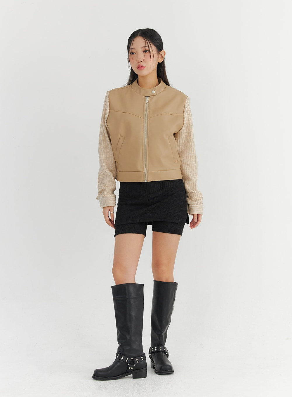 Two-Tone Faux Leather Jacket CO325