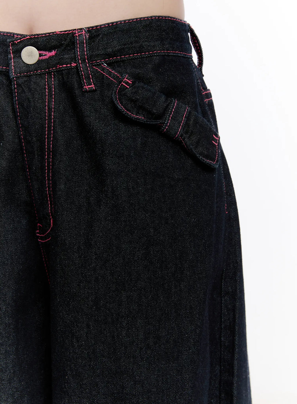 Reign Pink Stitch Denim Baggy Jeans CO501