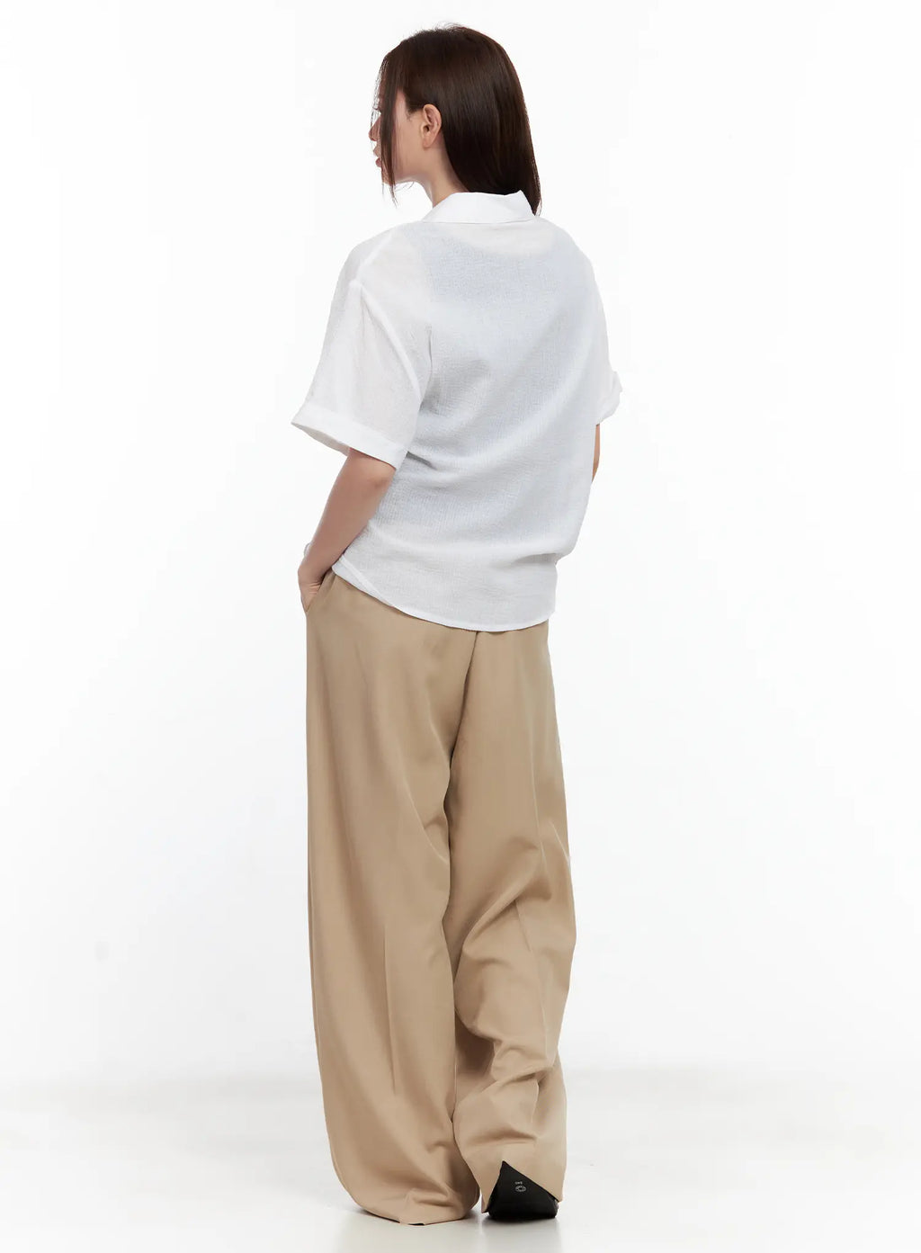Wide-Leg Pintuck Slacks CL502