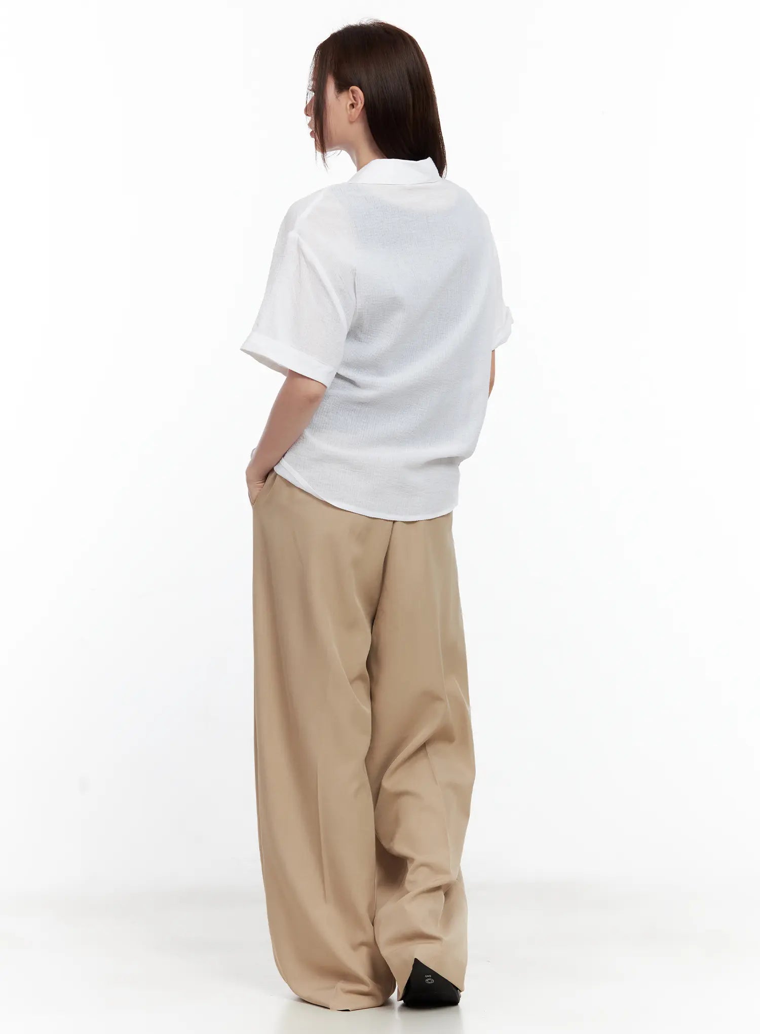 Wide-Leg Pintuck Slacks CL502