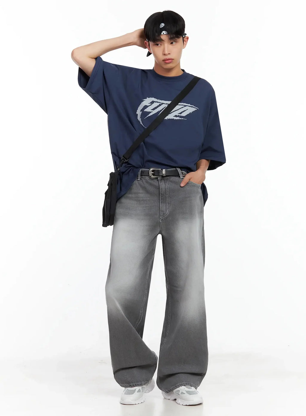 Men's Gray Vintage-Wash Jeans IL516