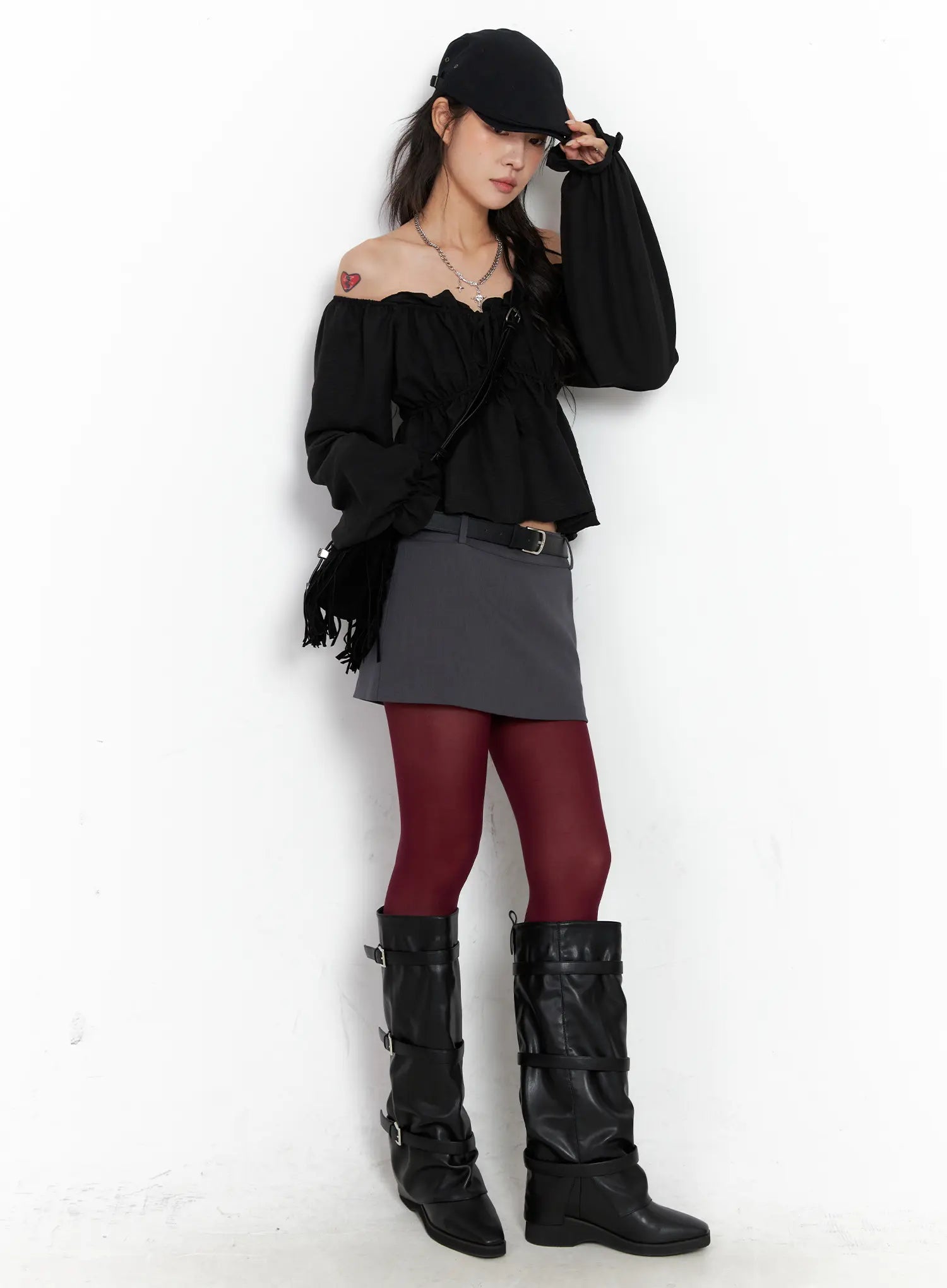 Off-Shoulder Shirred Ribbon Blouse CO508