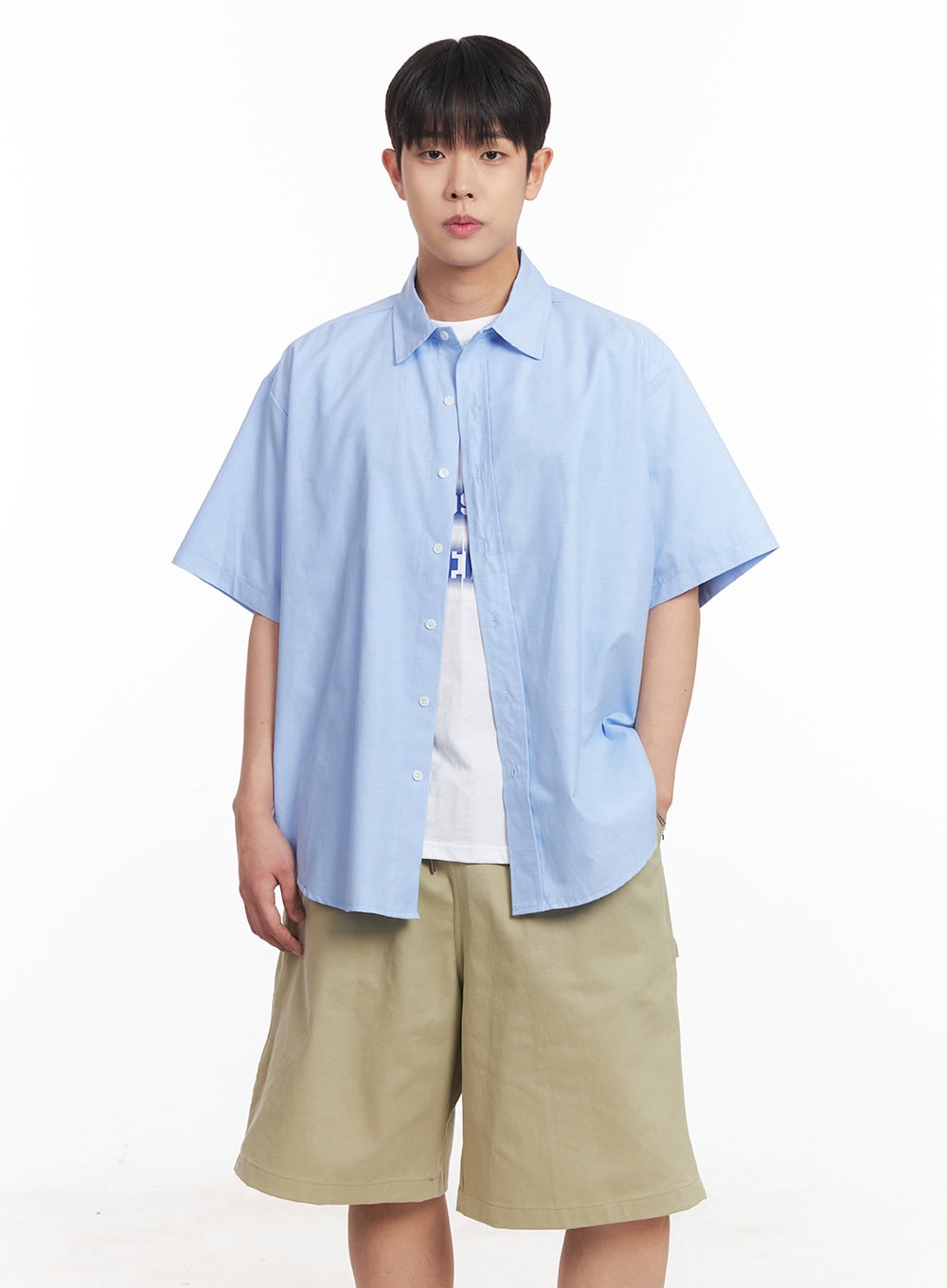 Men's Oversized Collared Short Sleeve Shirt IA529
