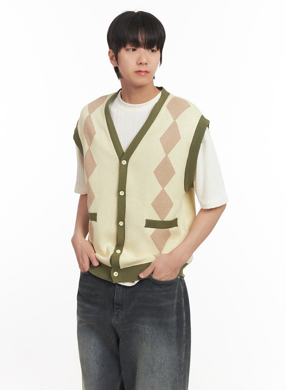 Men's Argyle V-Neck Sweater Vest IA511