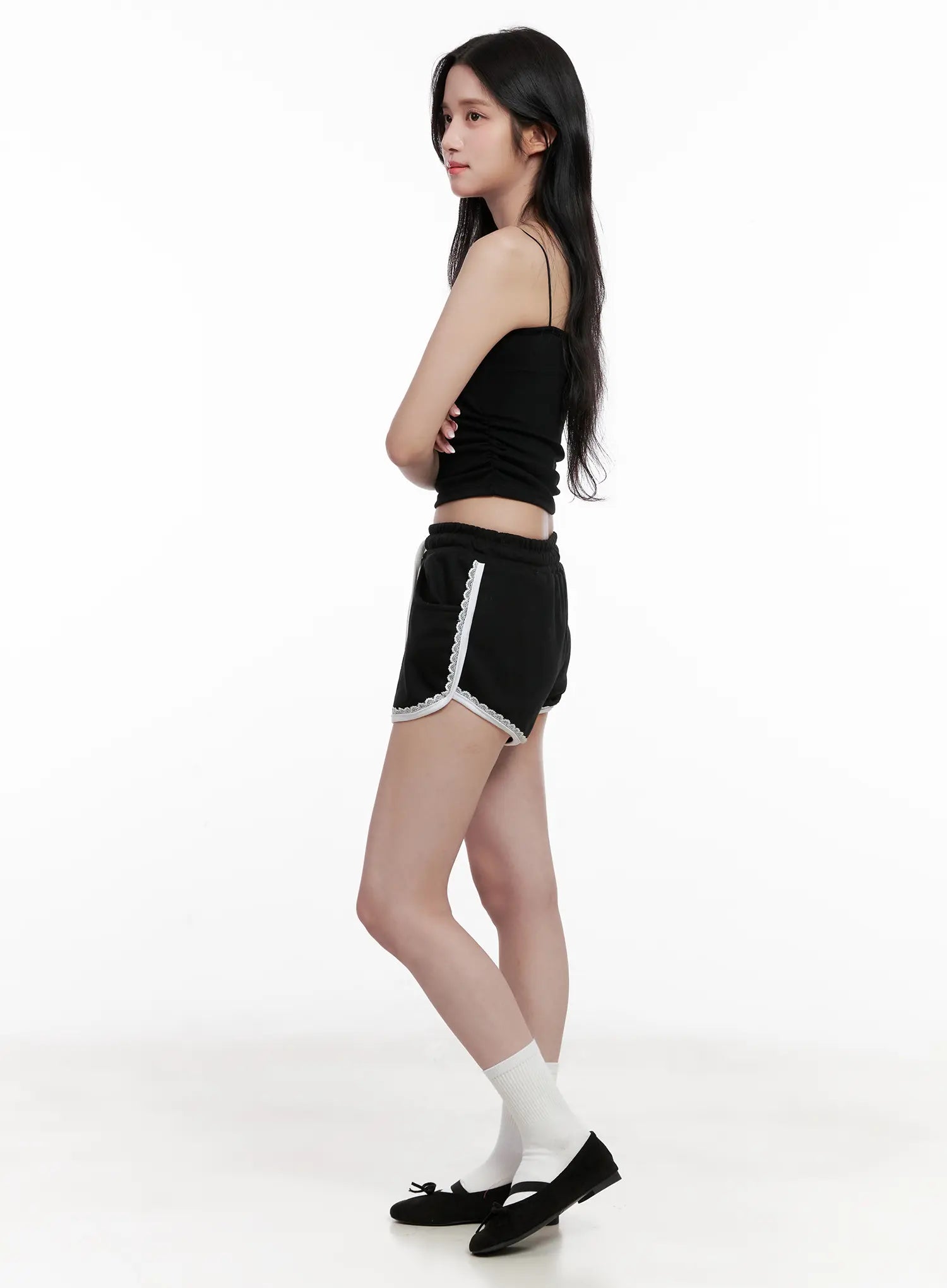 Contrast Lace-Trim Shorts CL516