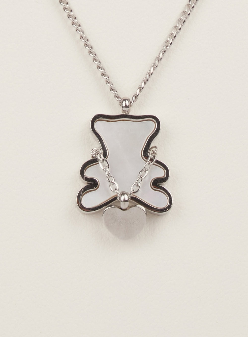 Flat Bear Double Layer Necklace (White) IM531