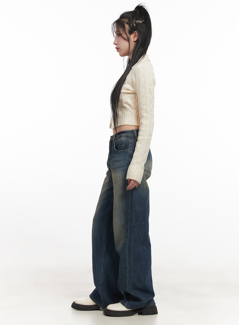 Audrey Washed Wide-Leg Jeans CJ516