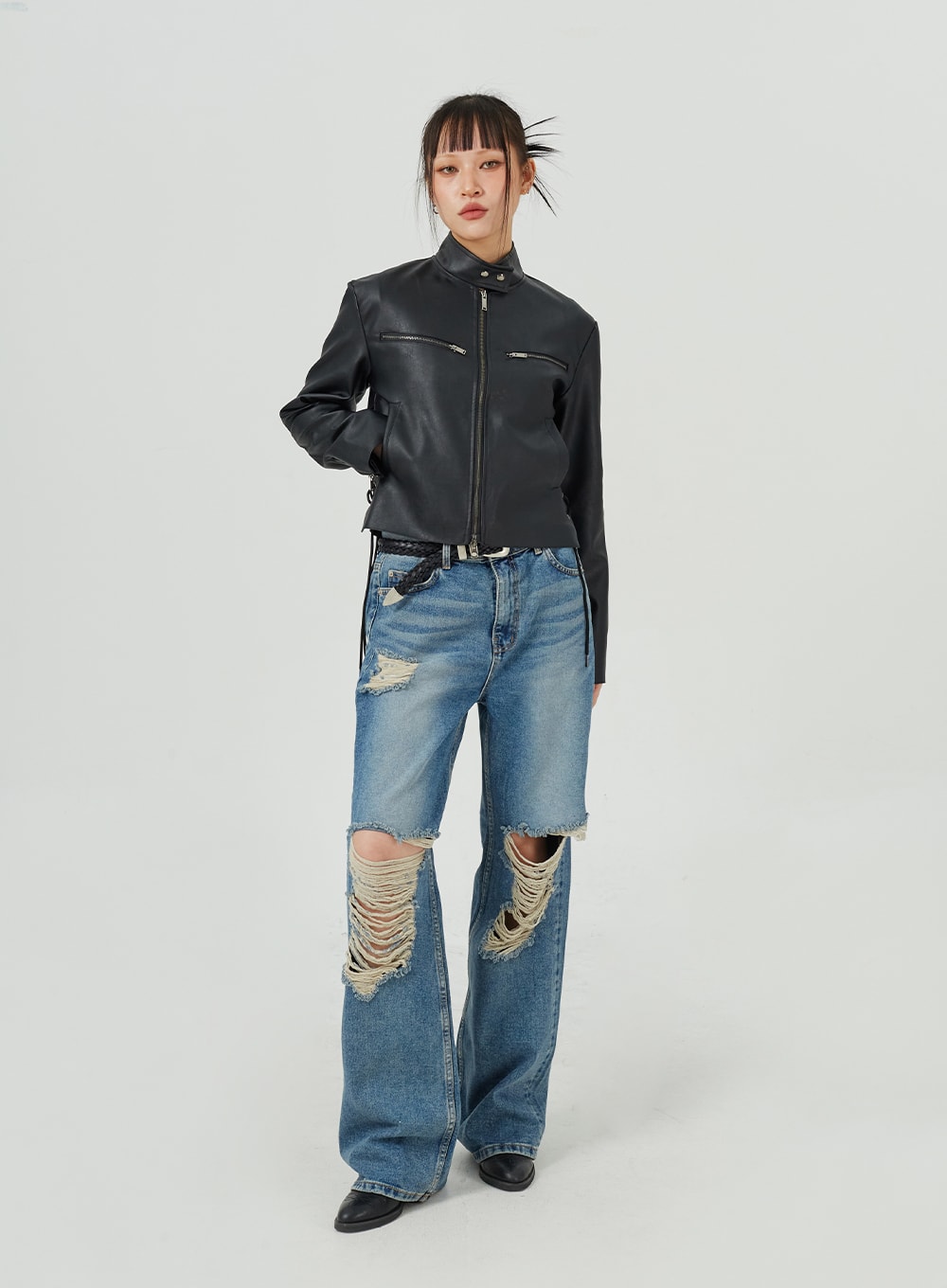 Standard Fit Faux Leather Jacket CM317