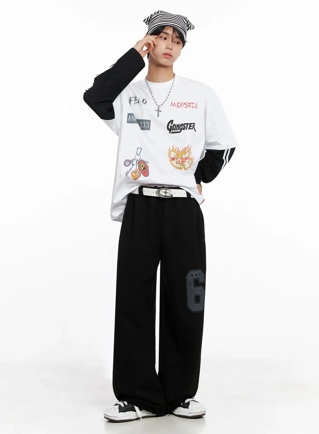 Men's Graphic Layered Long Sleeve Top IO517