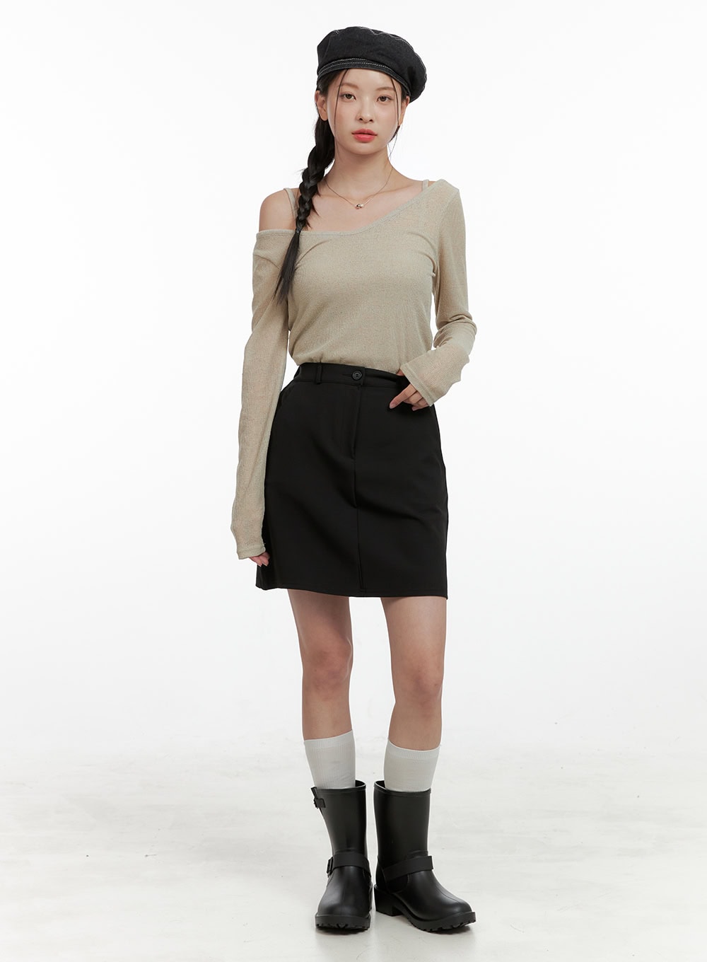 Back Banded Mini Skirt OL411