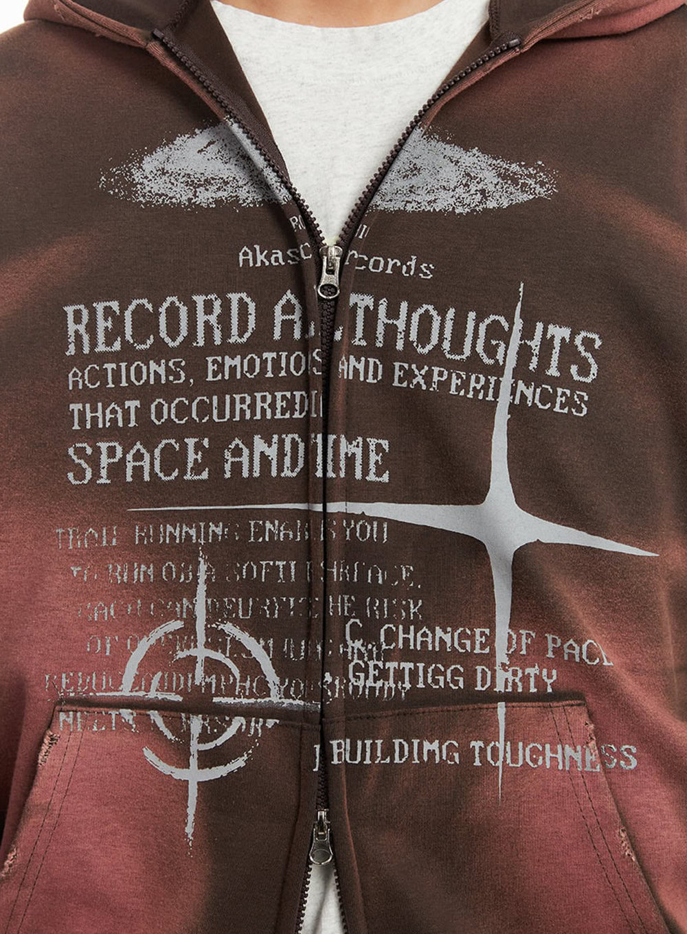 Men's Graphic Dye Washed Hooded Jacket IA510