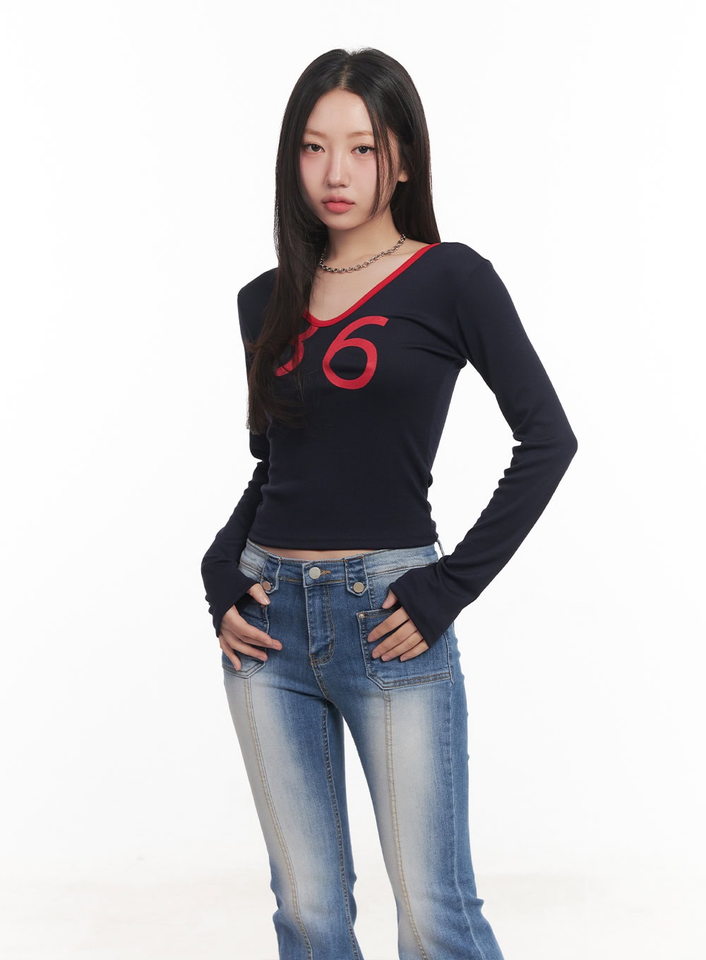 Casual Long-Sleeve Crop Top CA530