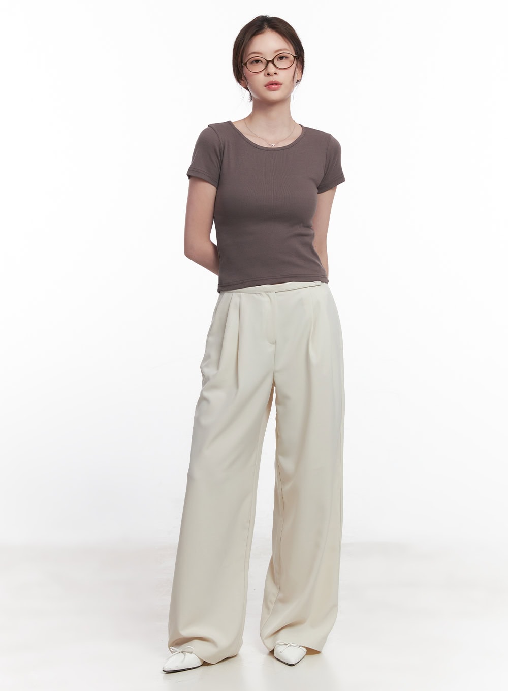 Elegant Pintuck Wide-Fit Trousers CY519