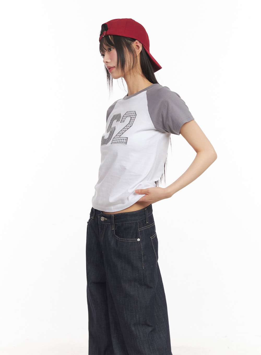 Check Embroidered Crop Top CA522